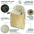 TOP-EX XL/XXL Waterproof Baseball Cap Men with Neck Flap UV Protection Sun Hats Women, Foldable Summer Hats Safari Hiking Outdoor Hat Breathable Adjustable Beige M/L