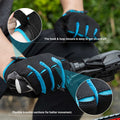 LERWAY Cycling Gloves Bike Gloves, Full Finger Padded MTB Cycling Mitts, Breathable Shock-Absorbing Touchscreen Bicycle Biking BMX Gloves, Blue, M