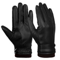Mens Winter Gloves - PU Leather Thick Warm Touch Screen Gloves Cycling Mittens Sports Gloves - Black - XL