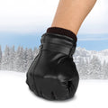 Mens Winter Gloves - PU Leather Thick Warm Touch Screen Gloves Cycling Mittens Sports Gloves - Black - XL
