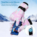 Women's Touchscreen Winter Ski Gloves, Warm Water-Proof Gloves, Bike Riding Skiing Hiking Motorcycle Outdoor Activity Gloves for Women Girls(Pink)