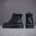 LYU Men's Martin Boots, High-top Work Shoes, British Style, Hiking Shoes, Black, Size 9.5