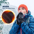 Winter Gloves for Men Windproof Men PU Leather Gloves, Warm Anti-slip Touchscreen Gloves Cold Weather Gloves for Hiking Cycling Skiing Running, Black & L