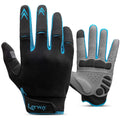 LERWAY Cycling Gloves Bike Gloves, Full Finger Padded MTB Cycling Mitts, Breathable Shock-Absorbing Touchscreen Bicycle Biking BMX Gloves, Blue, M
