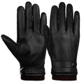 Mens Winter Gloves - PU Leather Thick Warm Touch Screen Gloves Cycling Mittens Sports Gloves - Black - XL