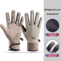 Opolski Sports Gloves with Touchscreen Compatibility Water-resistant Gloves for Hiking Camping 1 Pair Men Women Winter Warm Gloves Non-slip for Outdoor Beige