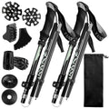 TSV 2Pcs Hiking Trekking Poles, Collapsible Aluminum Lightweight Walking Sticks with Natural Cork Grips, Flip Locks, 4 Season All Terrain Accessories and Carry Bag