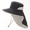 Tisoloow Womens Mens Sun Hat Outdoor Hiking Safari Hat for Men Sun Protection Cap Wide Brim Fishing Hat with Neck Flap Black One Size