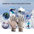 Opolski Sports Gloves with Touchscreen Compatibility Water-resistant Gloves for Hiking Camping 1 Pair Men Women Winter Warm Gloves Non-slip for Outdoor Beige