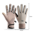 Opolski Sports Gloves with Touchscreen Compatibility Water-resistant Gloves for Hiking Camping 1 Pair Men Women Winter Warm Gloves Non-slip for Outdoor Beige