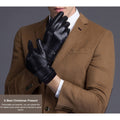 Mens Winter Gloves - PU Leather Thick Warm Touch Screen Gloves Cycling Mittens Sports Gloves - Black - XL