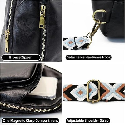 YOMYM Womens Sling Bags PU Leather Small Crossbody Sling Backpack Fashion Chest Bag Sling Bag for Women Travel