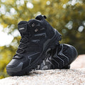 Durtebeua Men's Waterproof Hiking Boots Outdoor Mid Trekking Backpacking Mountaineering Shoes Black,10.5