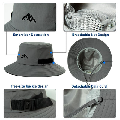 Comhats Waterproof Bucket Hat for Men Women, Outdoor Hat for Walking Golf Safari Fishing Hiking - Rain Hats - UPF 50+ Sun Hat Adjustable, Packable, Windproof Grey XL