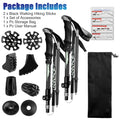 TSV 2Pcs Hiking Trekking Poles, Collapsible Aluminum Lightweight Walking Sticks with Natural Cork Grips, Flip Locks, 4 Season All Terrain Accessories and Carry Bag