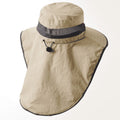 Tisoloow Womens Mens Sun Hat Outdoor Hiking Safari Hat for Men Sun Protection Cap Wide Brim Fishing Hat with Neck Flap Black One Size