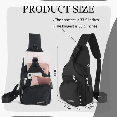 Hengguang Waterproof Sling Bag Crossbody Backpack for Men Women, Sling Backpack Hiking Daypack with USB Charging Port, Multipurpose Cross Body Chest Bag for Hiking Walking Travel(Black)
