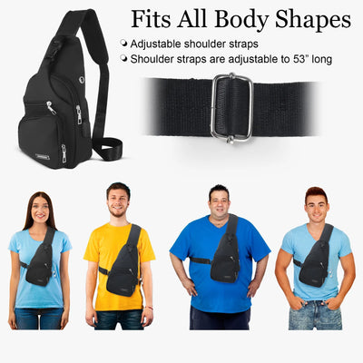 Hengguang Waterproof Sling Bag Crossbody Backpack for Men Women, Sling Backpack Hiking Daypack with USB Charging Port, Multipurpose Cross Body Chest Bag for Hiking Walking Travel(Black)
