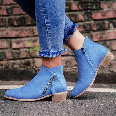 OKBOP Women's Low-heeled Ankle Boots-Christmas Warm Womens Boots Fall 2022 Hiking Non Slip Shoes for Women Retro Winter Womens Boots Clearance