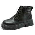 LYU Men's Martin Boots, High-top Work Shoes, British Style, Hiking Shoes, Black, Size 9.5