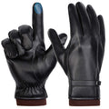 Winter Gloves for Men Windproof Men PU Leather Gloves, Warm Anti-slip Touchscreen Gloves Cold Weather Gloves for Hiking Cycling Skiing Running, Black & L