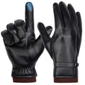 Winter Gloves for Men Windproof Men PU Leather Gloves, Warm Anti-slip Touchscreen Gloves Cold Weather Gloves for Hiking Cycling Skiing Running, Black & L