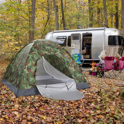Zimtown 4 Person Outdoor Camping Waterproof Folding Tent Camouflage Hiking