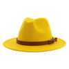 harmtty Fedora Adjustable Breathable Felt Men Vintage Style Hat for Hiking,Yellow