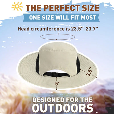 Flyingstar Women's Ponytail Sun Hat for Hiking, Gardening and Safari, Wide Brim Hat For Women with Breathable Mesh and Ponytail Hole Opening, Tan