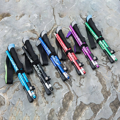 Cheers.US Trekking Poles Aluminum Hiking Walking Sticks Trekking Poles Collapsible Ultralight Folding Walking Sticks Lightweight Aluminum Foldable Treking Stick for Trail Seniors Men Women