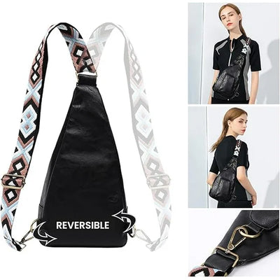 YOMYM Womens Sling Bags PU Leather Small Crossbody Sling Backpack Fashion Chest Bag Sling Bag for Women Travel