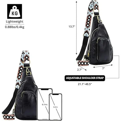 YOMYM Womens Sling Bags PU Leather Small Crossbody Sling Backpack Fashion Chest Bag Sling Bag for Women Travel