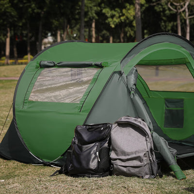 Magshion 3 Person Easy Pop Up Tent Waterproof Automatic Setup 2 Doors-Instant Family Tent for Camping Hiking Traveling, Green
